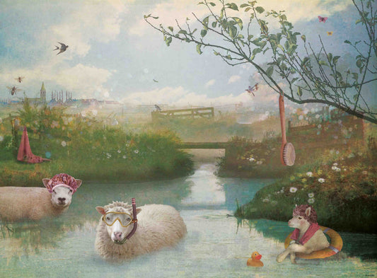 Behang Schapen 'Roze' <380 cm breed>