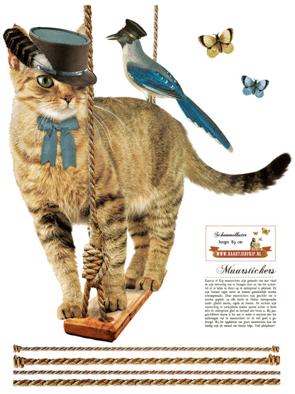 Muursticker Schommelkater
