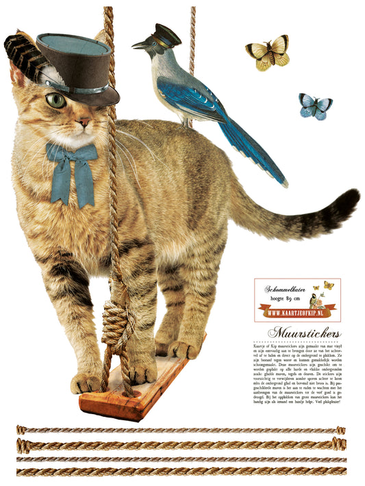 Muursticker Schommelkater