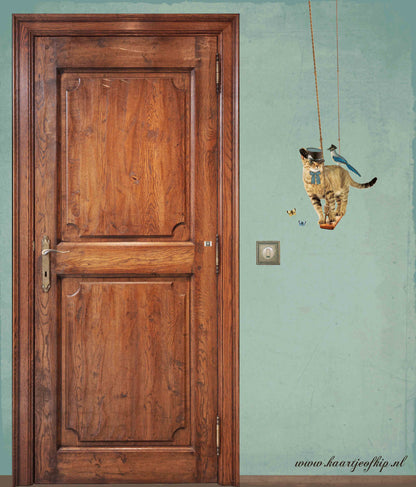 Muursticker Schommelkater