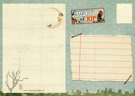 Ansichtkaart Schommelpoesje 'in de Nacht'