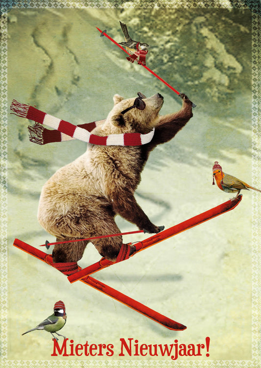Nieuwjaars Postkaart 'Skibeer'