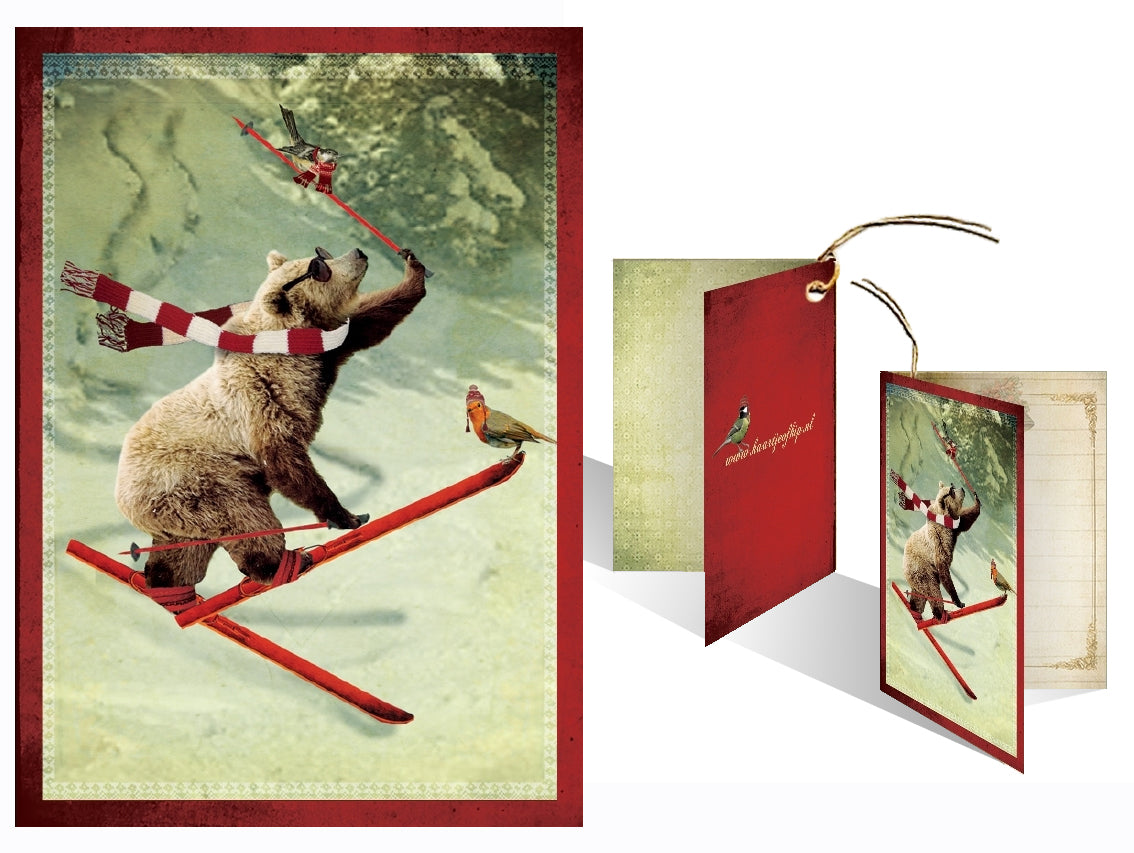 Kerst Kadokaartje 'Ski Beer'