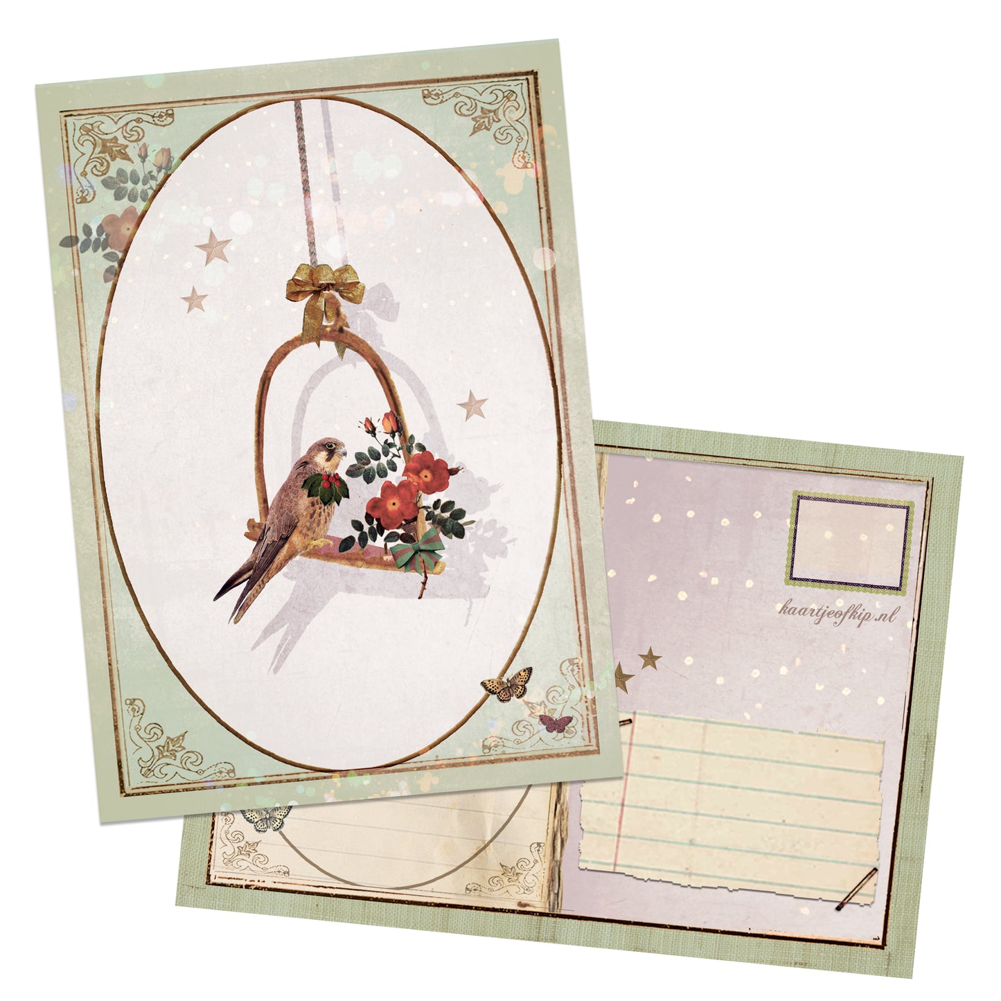 Kerst Postkaart 'Romantische Valk'