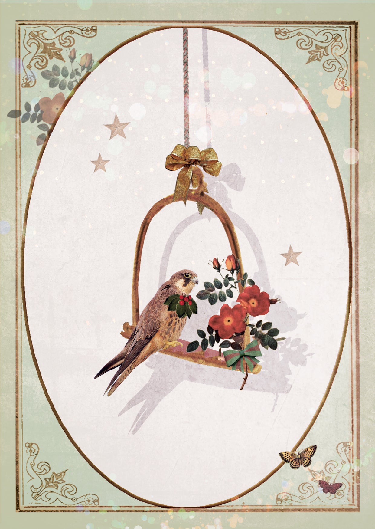 Luxe Kerstkaart 'Romantische Valk'