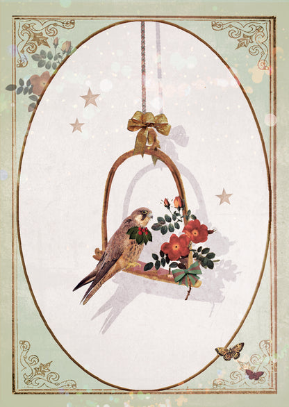 Luxe Kerstkaart 'Romantische Valk'