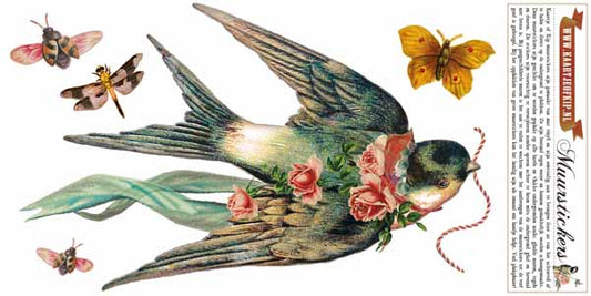 Muursticker Zwaluw 'Bloemen'
