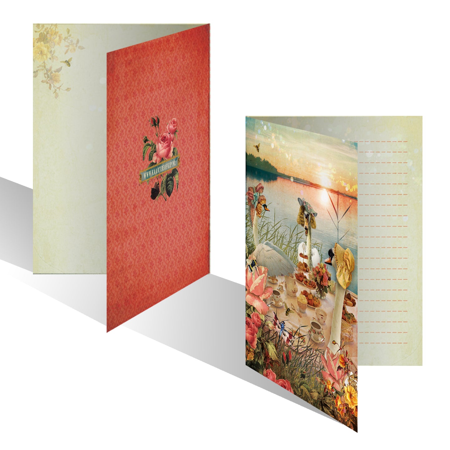 Luxe wenskaart Zwanen